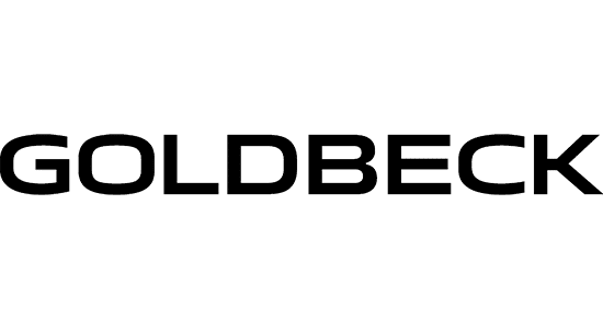 Das Bild zeigt das Wort GOLDBECK in fetten, schwarzen Großbuchstaben auf einem transparenten Hintergrund.